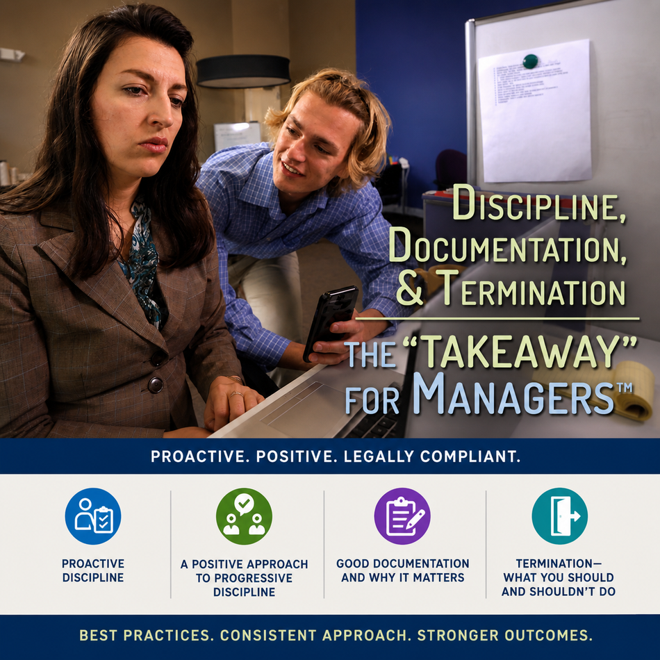 Discipline, Documentation, & Termination — the “TAKEAWAY” for Managers – Training Course
